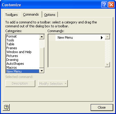 The Tools|Customize dialog.