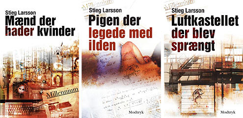 Millennium trilogiens tre bøger af Stieg Larsson.