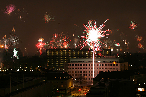 Fyværkeri over Lyngby rådhus