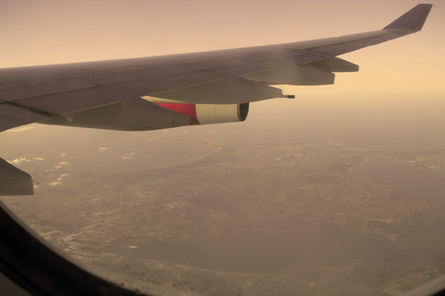 View towards Hornsherred (Sjælland, Denmark) after takeoff with SK 943.