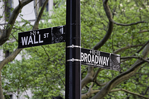 Hjørnet af Broadway og Wall Street, New York (USA)