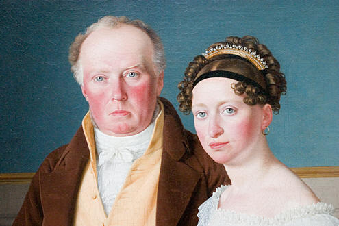 Udsnit af C.W. Eckersberg's (1783-1893) 'Dobbeltportræt af greve Preben Bille-Brahe og hans anden hustru Johanne Caroline, f. Falbe' (1817)