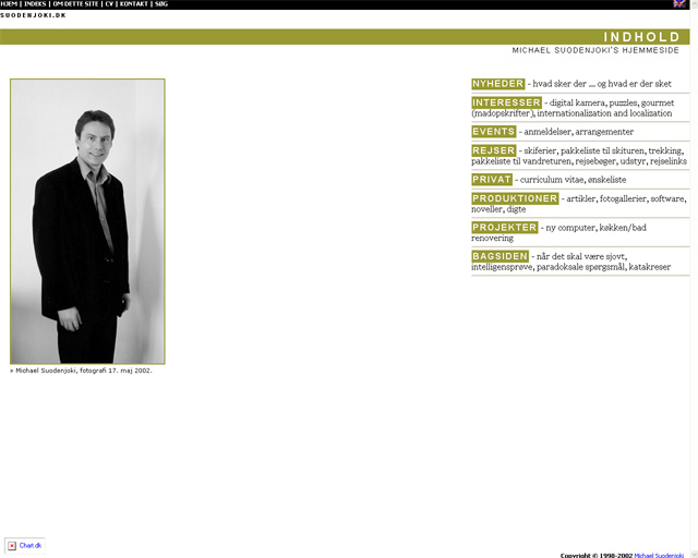 Hjemmesiden som den så ud i maj 2002.