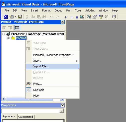 Figure illustrating the import file feature of VBA.