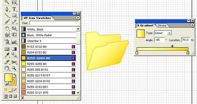 After step 5: The objects has been filled out with an appropriate gradient fill.