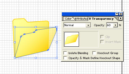 Step 6: Adjust the opacity of the front folder path object.
